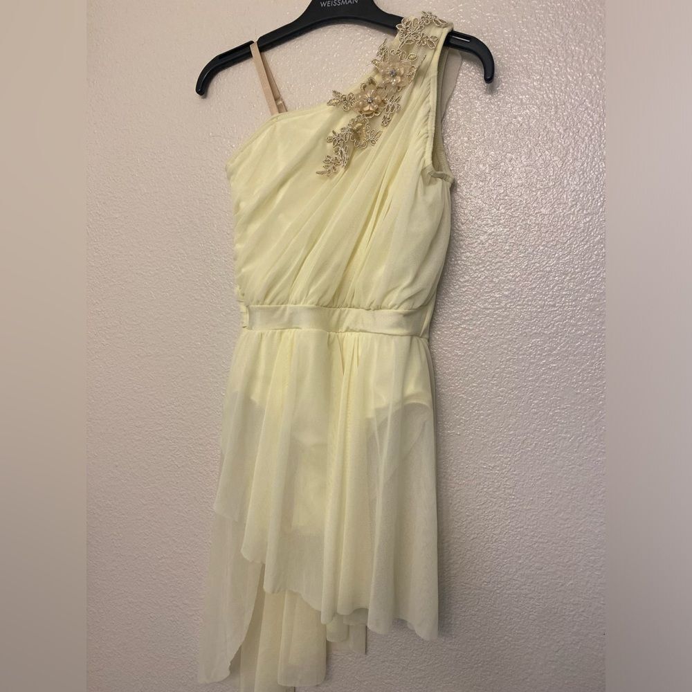 Weissman Clarity 12294 Ivory Asymmetrical Contemporary Dance Costume MA Adult - Picture 2 of 11
